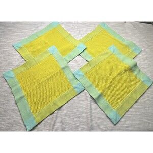 Fiesta 17”x 17” Square Turquoise/Lime Green Placemat Set of 4 Thick Woven